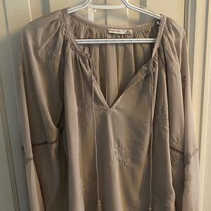 Elegant Taupe Embroidered Blouse